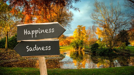 Street Sign Happiness versus Sadness