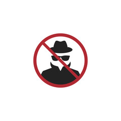 Agent icon. Spy sunglasses. Hat and glasses stock vector illustration flat style on white background