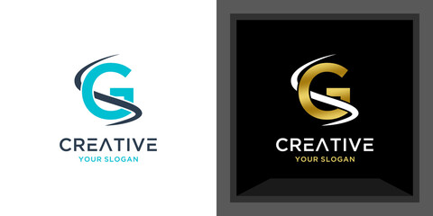 Initial letter g logo. blue and gold