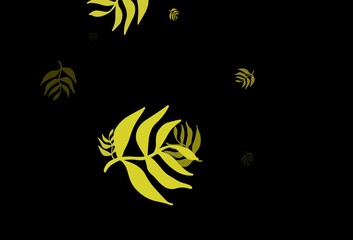 Dark Green, Yellow vector abstract background with leaves.