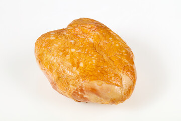 Smoked chicken breast over white background