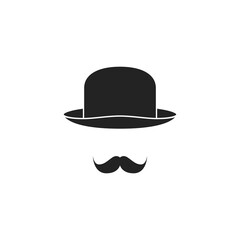 Moustaches and hat, gentleman vector stock vector illustration on white