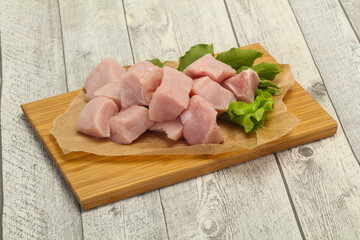 Raw fresh pork meat cube