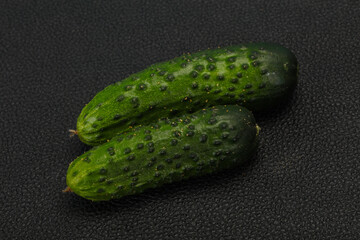 Ripe fresh green two cucumbers