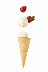 Vanilla ice-cream scoop in motion