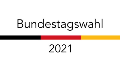 Bundestagswahl 2021 illustration. Federal election banner with symbolic colors of the German flag.