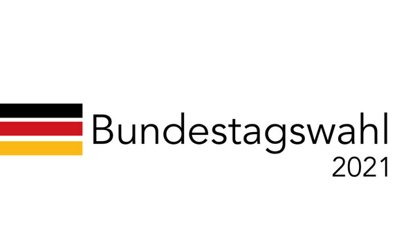 Bundestagswahl 2021 illustration. Federal election banner with symbolic colors of the German flag.
