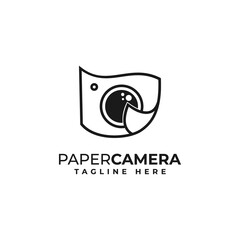 Obraz premium camera, lens, paper, creative photography logo vector design