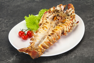 Grilled crayfish in the plate