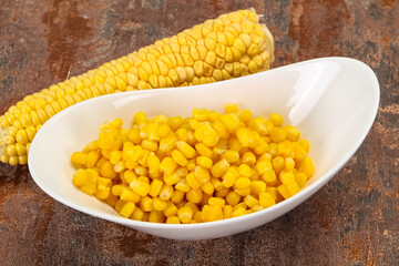 Young corn seeds in the bowl
