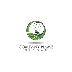 Farming green nature logo design template, Agriculture icon  vector