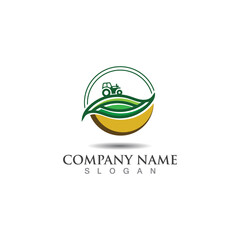 Farming green nature logo design template, Agriculture icon  vector