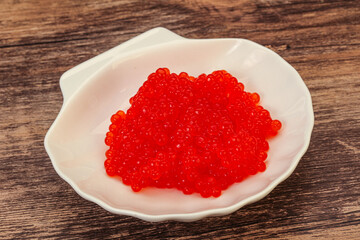 Red salmon caviar in the bowl