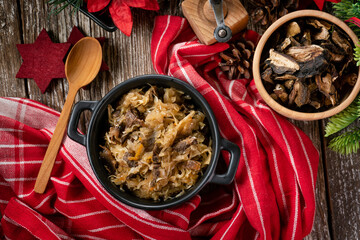 Traditional polish sauerkraut with mushrooms.