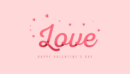 Trendy minimal composition with paper text love on powdery background for flyers, invitation, poster, brochure, banner, wallpaper. Happy Valentine Day banner.