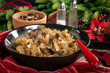 Traditional polish sauerkraut with mushrooms.