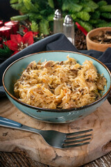 Traditional polish sauerkraut with mushrooms.