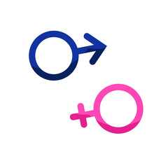 Gender female male sign icon stickers on white background.