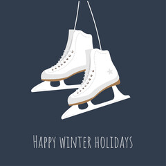 Flat illustration of winter skating vector concept. Happy winter holidays