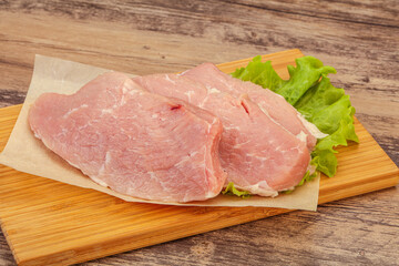 Raw pork steak for cooking