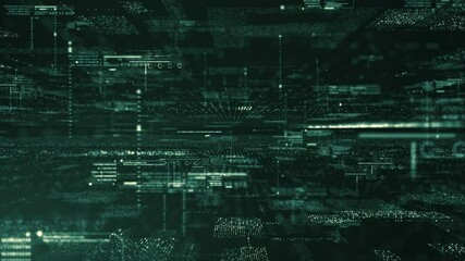 Futuristic simulation of 5G network concept, floating digital data telemetry encrypt numbers display loop background computer desktop screen display - Powered by Adobe