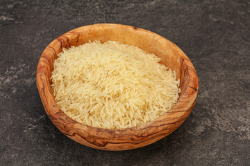 Raw basmati rice in the bowl
