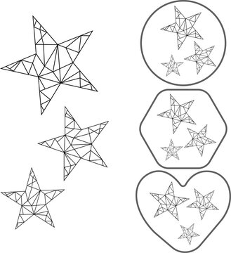 Set of star polygonal geometric symbol. Vector art illustration.