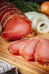 Meat and sausage cuts with a cool juicy background