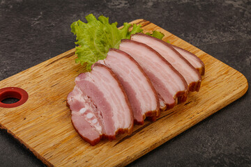 Tasty smoked pork brisket slice