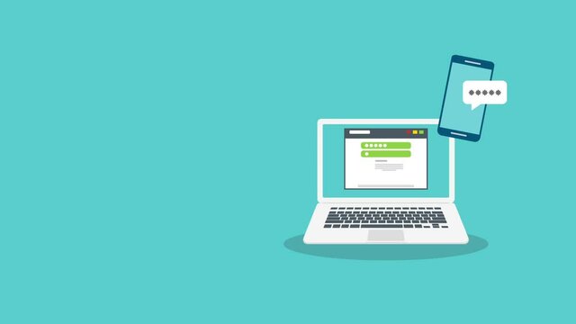 Successful web browser Login page on Laptop Screen with password form and smartphone password confirmation . Security, personal access, user authorization.	