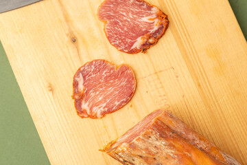 Spanish sausage pork tenderloin on white background