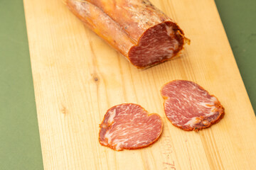 Spanish sausage pork tenderloin on white background