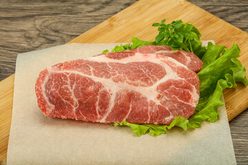 Raw pork meat neck steack
