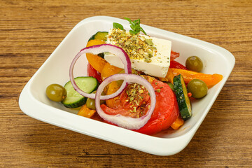 Traditional Greek salad with feta cheese