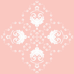 Oriental pattern with arabesques and floral elements. Traditional classic white ornament. Vintage pattern with arabesques