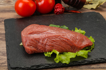 Raw beef cut for cooking