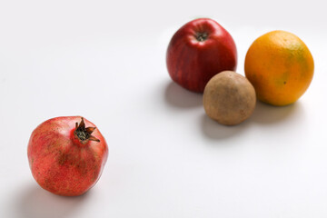 Fototapeta na wymiar Collection of various fruit on white background