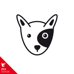 Cute Bull Terrier Face vector icon