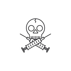 Skull and crossed syringes vector icon