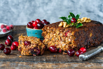 Vegan roasted nut loaf with cranberries