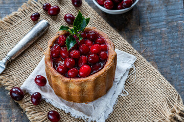 Cranberry topped pork pie