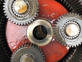 Close-up view of the hoist roller gear