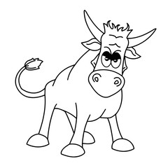 Bull. Contour silhouette of an animal on a white background close-up. Vector illustration.