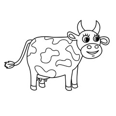 A cow. Contour silhouette of an animal on a white background close-up. Vector illustration.