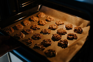 homemade gingerbread baked cookies with glazing sugar closeup photo german traditional biscuits for christmas time