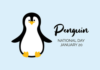 National Penguin Day vector. Cute penguin cartoon character. Sitting baby penguin icon vector. Penguin Day Poster, January 20. Important day