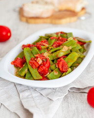 Green beans with tomato vegan recipe