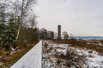 Snow-covered winter landscape in the Pfrunger Ried near Ostrach