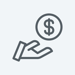 Hand holding dollar icon isolated on background. Money symbol modern, simple, vector, icon for website design, mobile app, ui. Vector Illustration