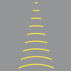 Vector line Christmas tree yellow and grey, pines for greeting card, invitation,banner, web. New Years and xmas traditional symbol tree with garlands, light bulb, star. Winter holiday. 